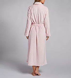 So Soft Aran-Clipped Shawl Collar Long Robe Pink S
