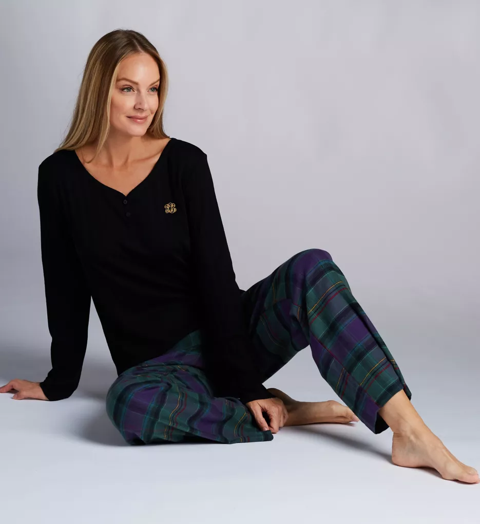 Knit Henley and Classic Woven Pant PJ Set