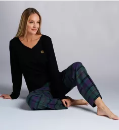 Knit Henley and Classic Woven Pant PJ Set