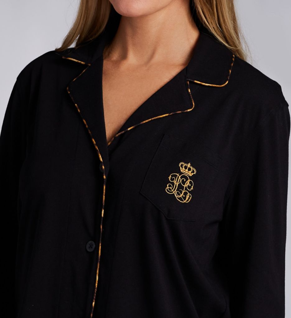 Classic Knit Long Sleeve Notch Collar Pant PJ Set