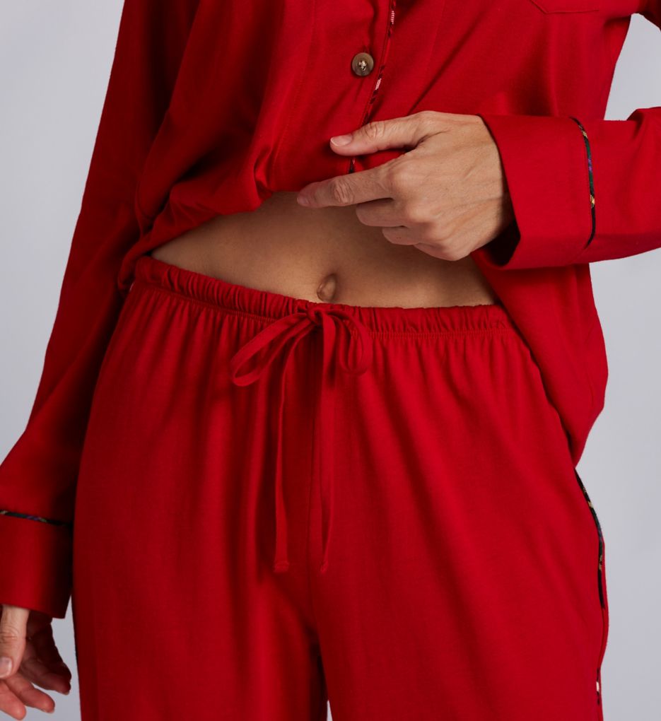 Classic Knit Long Sleeve Notch Collar Pant PJ Set
