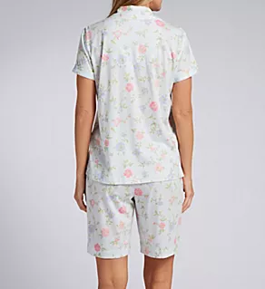 Short Sleeve Notch Collar Bermuda PJ Set Ivory Floral S