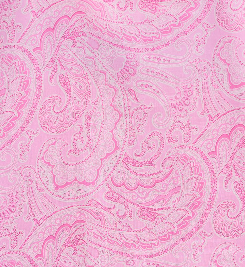 Lauren Ralph Lauren Short Sleeve Notch Collar Cropped Pant PJ Set Pink Paisley S  - Image 5