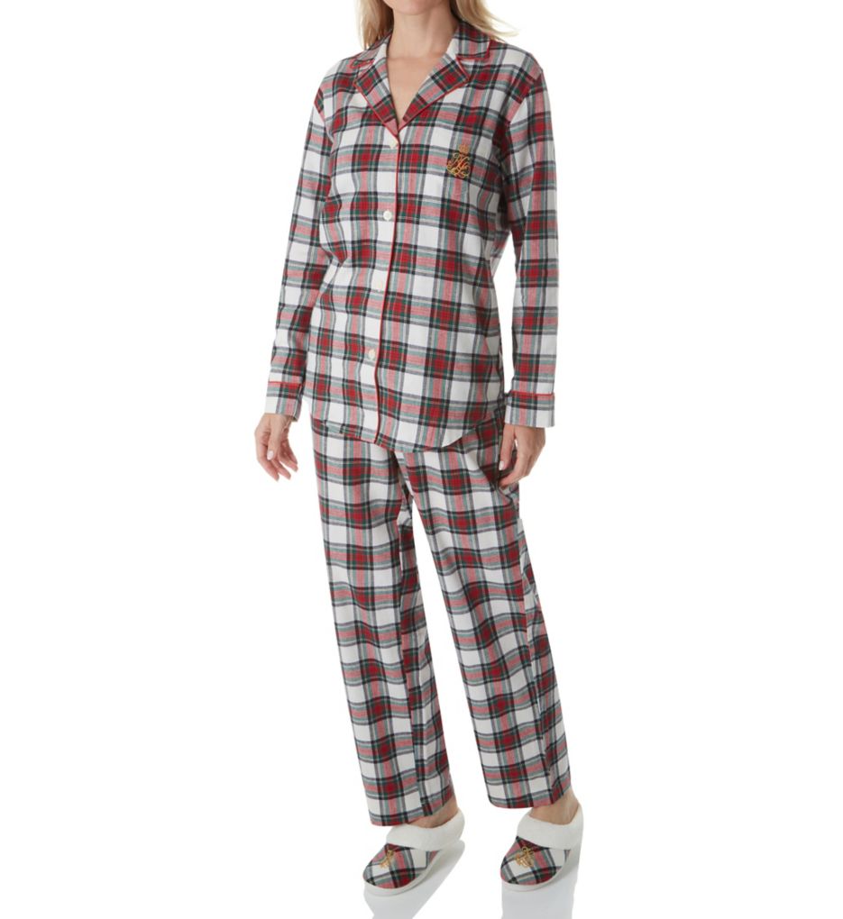 Brushed Twill Long Sleeve Notch Collar PJ Set-gs