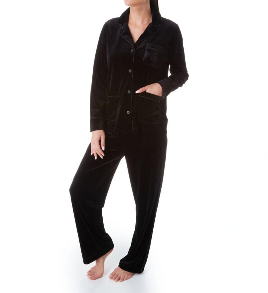 Velvet Long Sleeve Notch Collar PJ Set