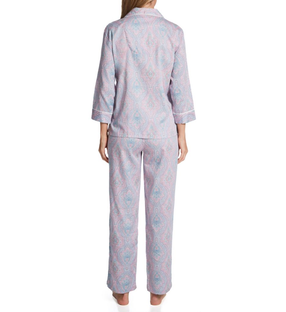 Sateen 3/4 Sleeve Notch Collar Long Pant PJ Set