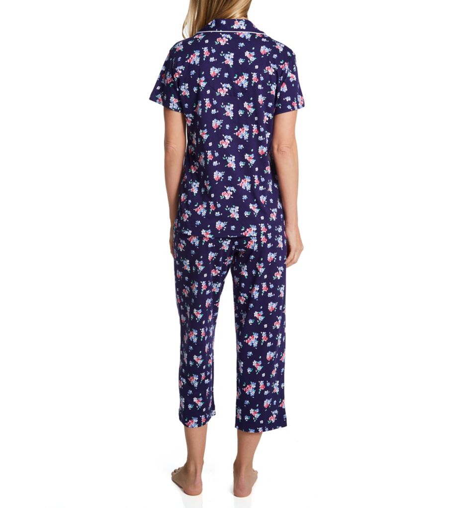 LAUREN RALPH LAUREN Women Notch Collar Navy Floral Pajama Set 2-Pc