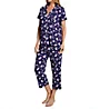 Lauren Ralph Lauren Knit Short Sleeve Notch Collar Capri PJ Set LN92254 - Image 1