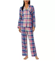 Brushed Twill Long Sleeve Notch Collar PJ Set Multi Plaid XL