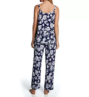 Crop Knit Pant PJ Set Navy Print S