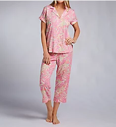 Classic Knit Capri Pant PJ Set Pink Paisley S
