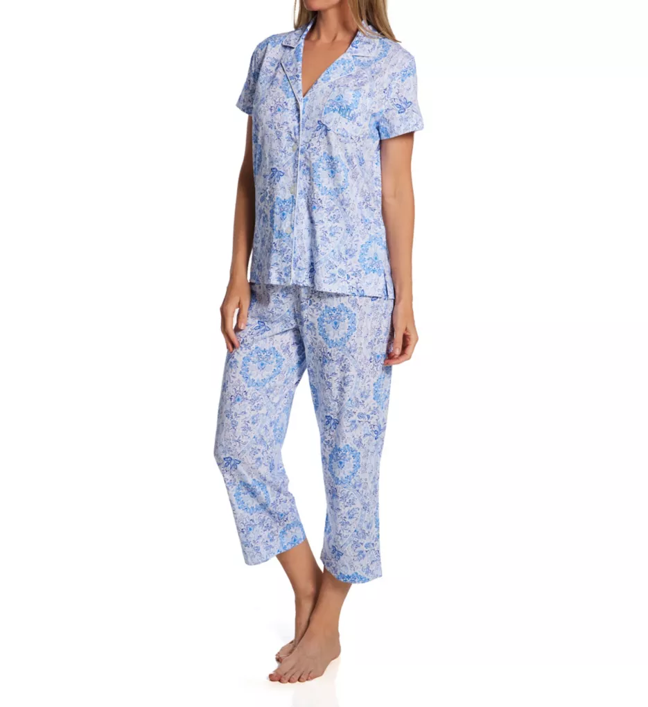 Lauren Ralph Lauren Classic Knit Short Sleeve Crop Pant Pajama Set LN92336 - Image 1