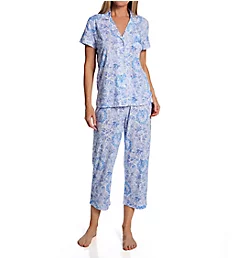 Classic Knit Short Sleeve Crop Pant Pajama Set