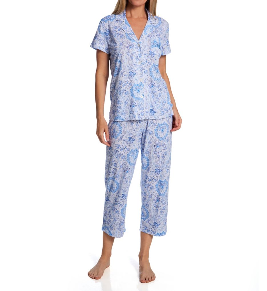 Classic Knit Short Sleeve Crop Pant Pajama Set