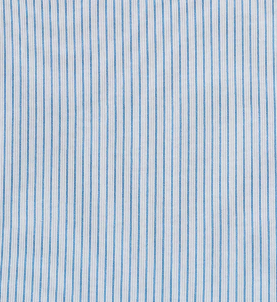 Classic Knit Short Sleeve Notch Collar Capri Pant Blue Stripe S
