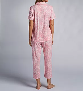 Classic Knit Cropped PJ Set Pink Paisley S