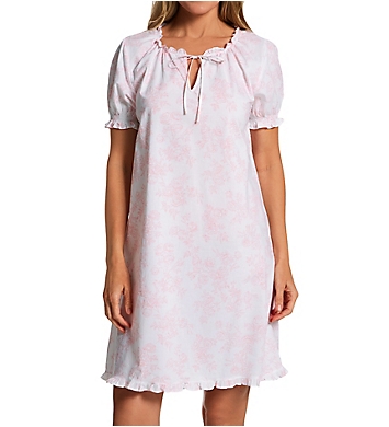 Lauren Ralph Lauren Sleepwear Classic Woven Short Puff Sleeve Ruffle Neck Gown