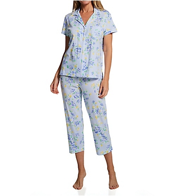 Lauren Ralph Lauren Sleepwear Knit Short Sleeve Notch Collar Capri PJ Set