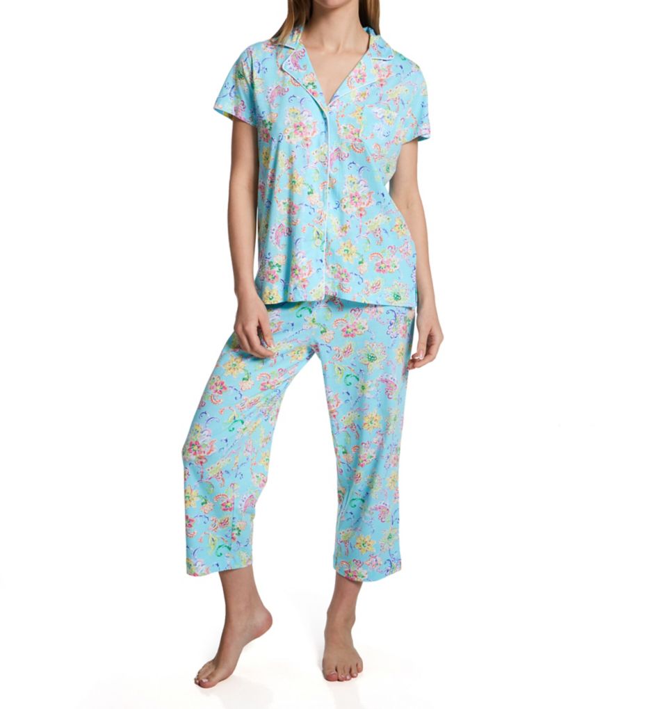 Lauren Ralph Lauren Sleepwear Knit Short Sleeve Notch Collar Capri PJ Set  LN92245 - Lauren Ralph Lauren Sleepwear Sleepwear