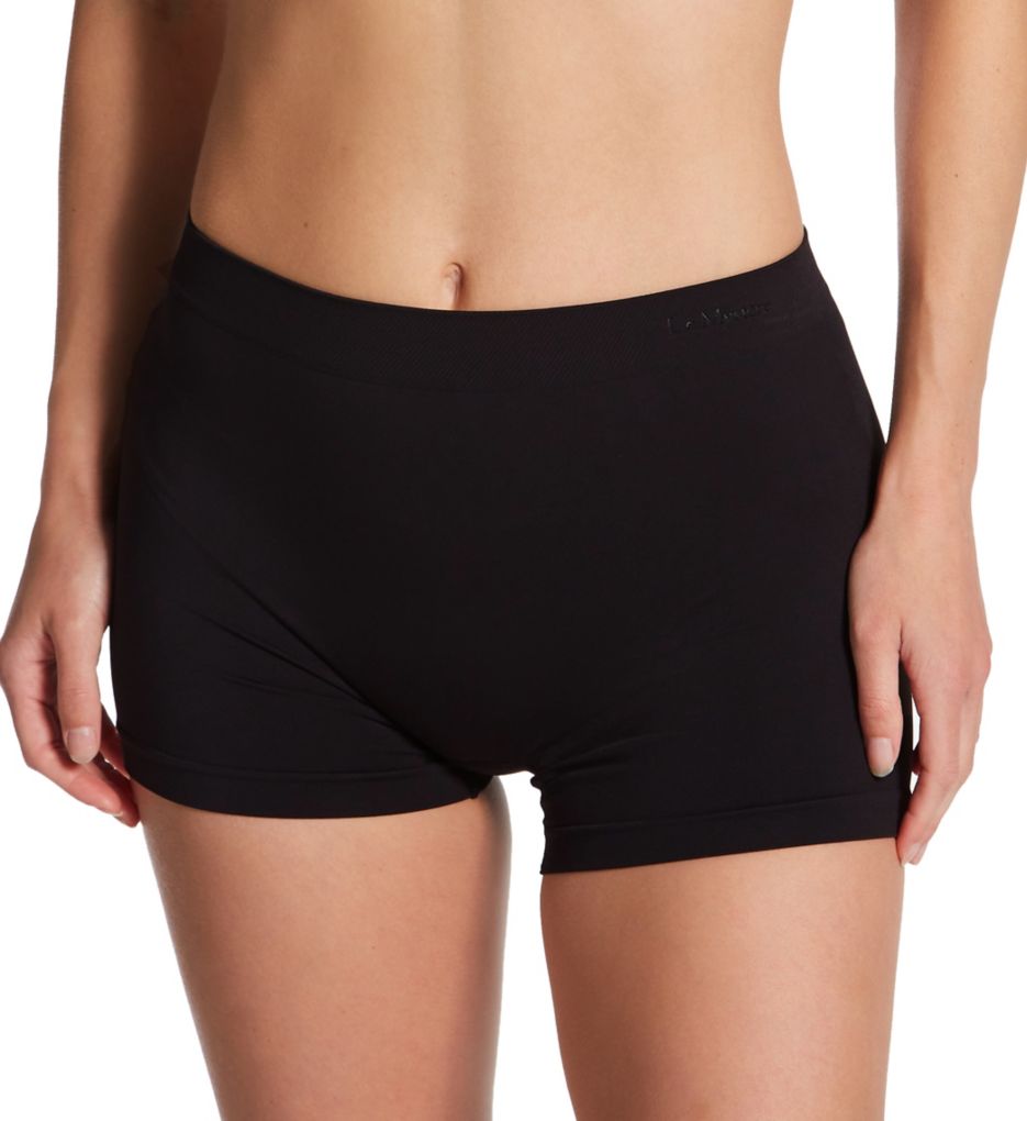 Le Mystere Women's Seamless Comfort Boyshort Panty in Black | Size Medium | HerRoom.com