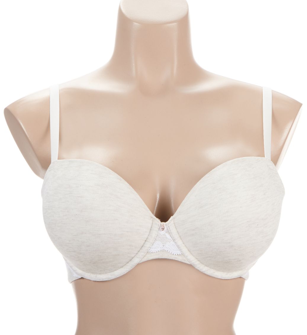 Le Mystere Cotton Touch Uplift Push-Up Bra Oatmeal Heather 38E  - Image 1