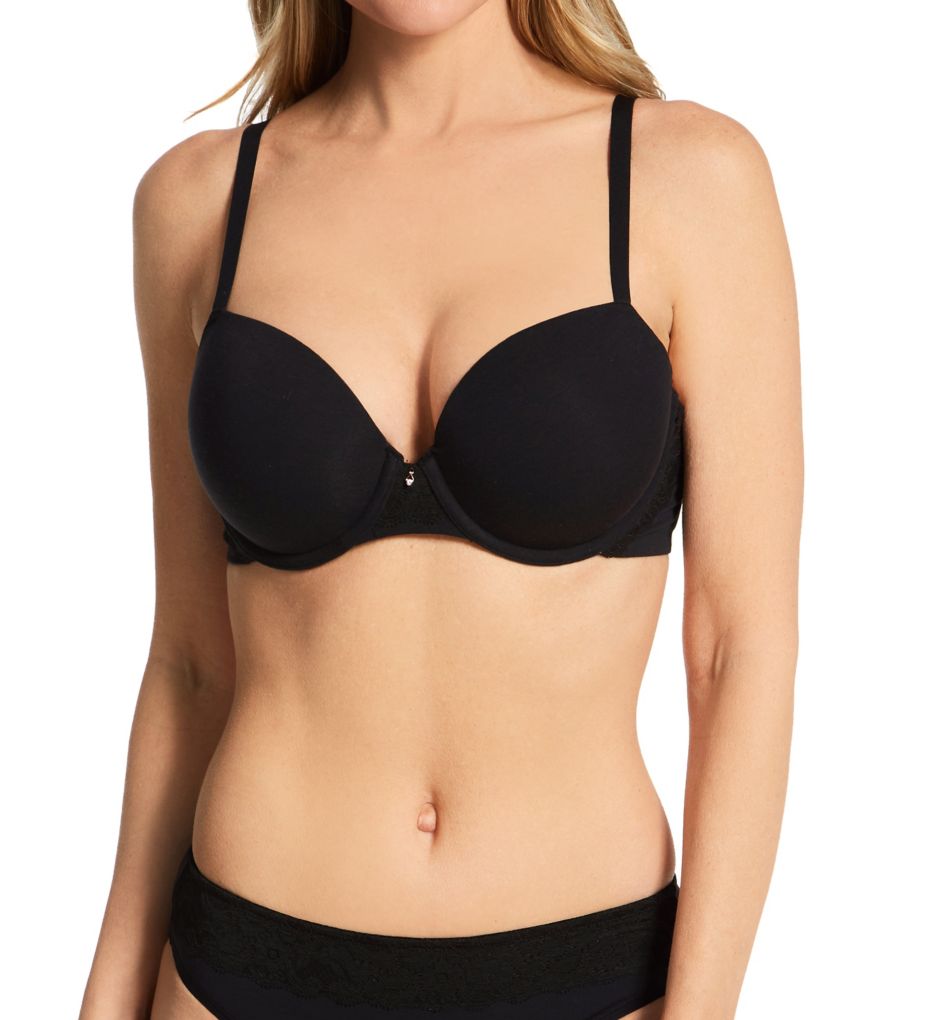 Le Mystere Womens Cotton Touch Unlined Demi Bra - Black, 32B at