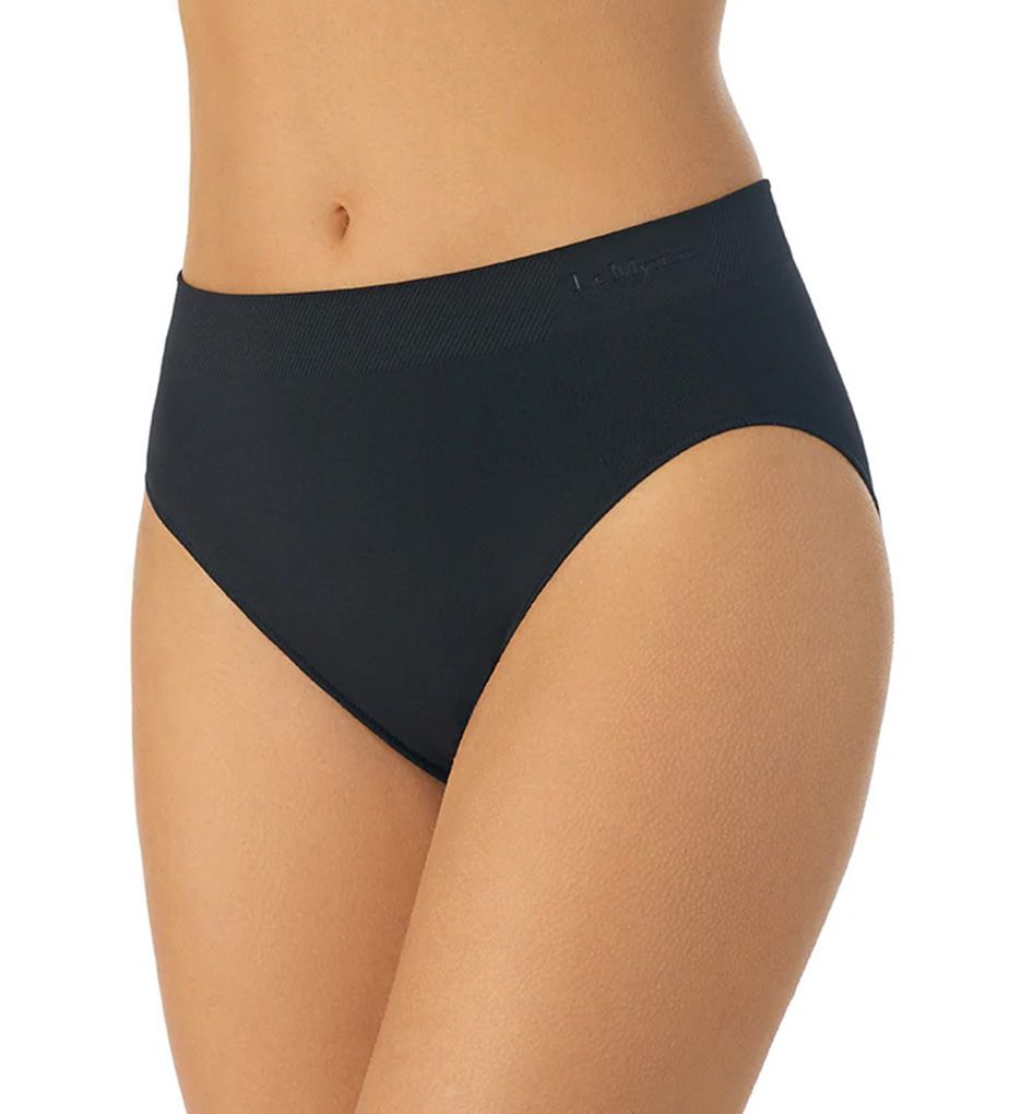 Le Mystere Women's Seamless Comfort Hi Cut Panty in Black | Size Large | HerRoom.com