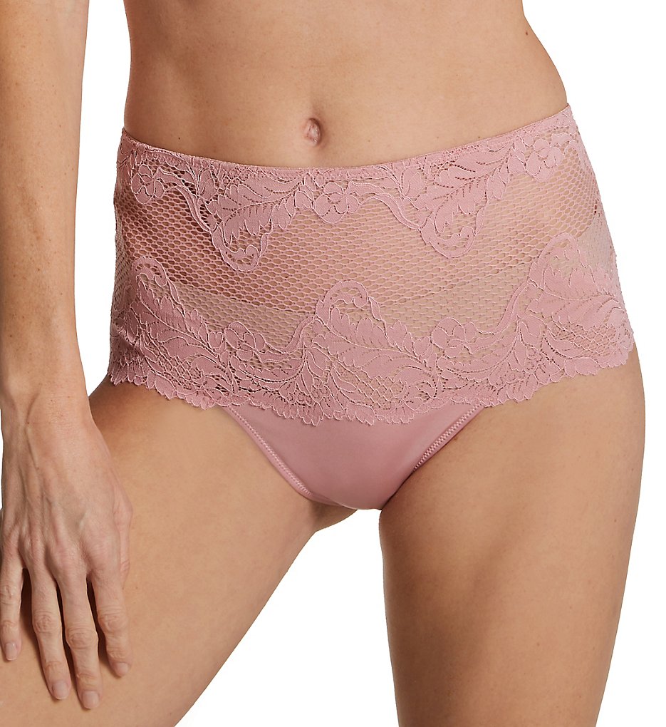 Le Mystere - Le Mystere 7946 Lace Allure High Waist Thong Panty (Adobe Rose XL)