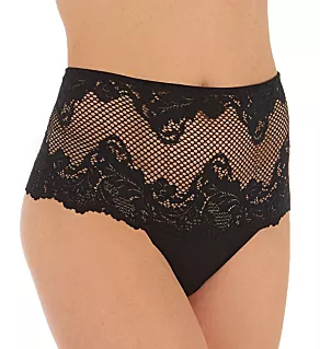 Lace Allure High Waist Thong Panty Black S