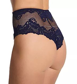 Lace Allure High Waist Thong Panty Dark Cobalt S