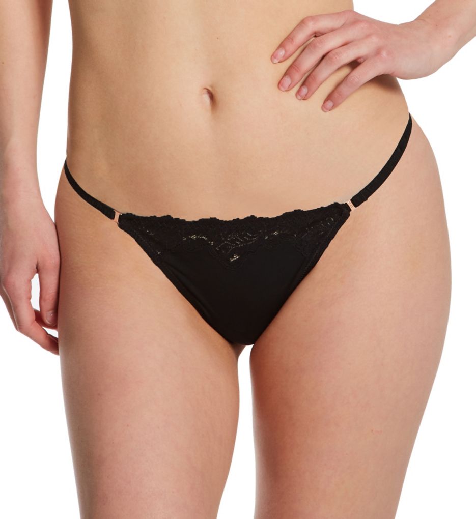 Le Mystere Lace Allure String Thong Panty Black L  - Image 1