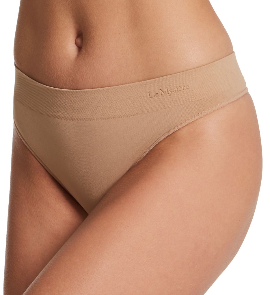 Le Mystere Women's Seamless Comfort Thong Panty in Beige | Size XL | HerRoom.com