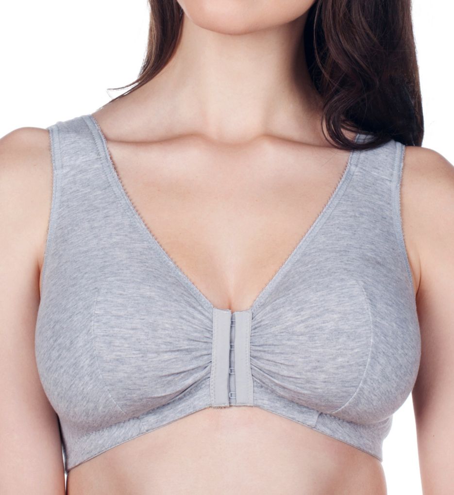 Leading Lady Women's Meryl Front Close Sleep & Leisure Bra in Grey | Maternity | Plus Size 44F/G/H | HerRoom.com
