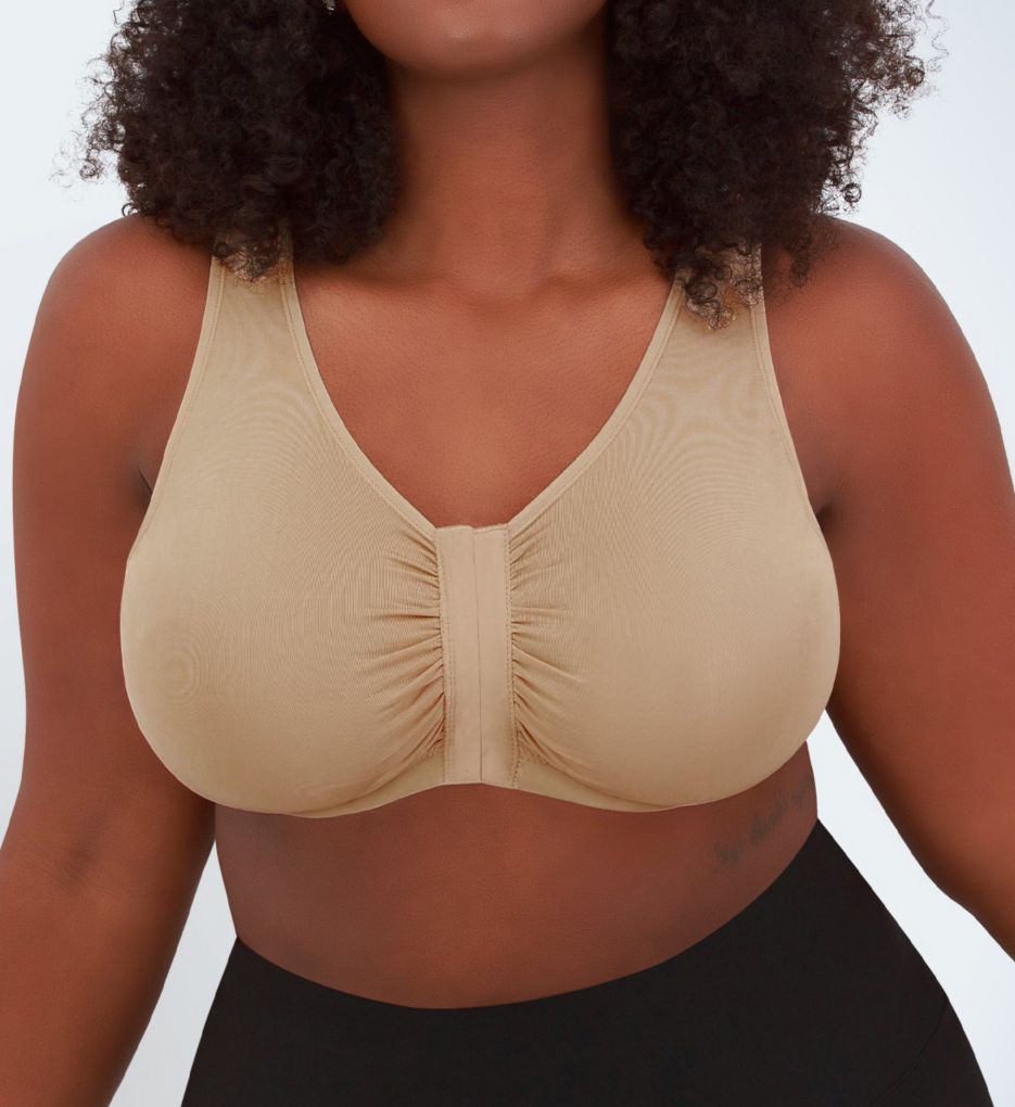 Leading Lady : Leading Lady 119 Laurel Seamless Front Closure Bra (Salt Beige XL)