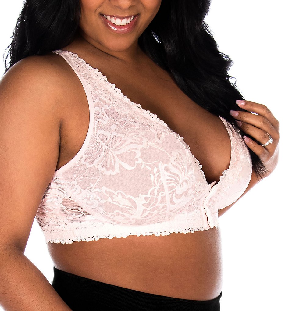 Leading Lady (2200575): Leading Lady 5071 Lace Wirefree Front Closure Bralette (Pearl Pink XL) Leading Lady (2200575): Leading Lady 5071 Lace Wirefree Front Closure Bralette (Pearl Pink XL)