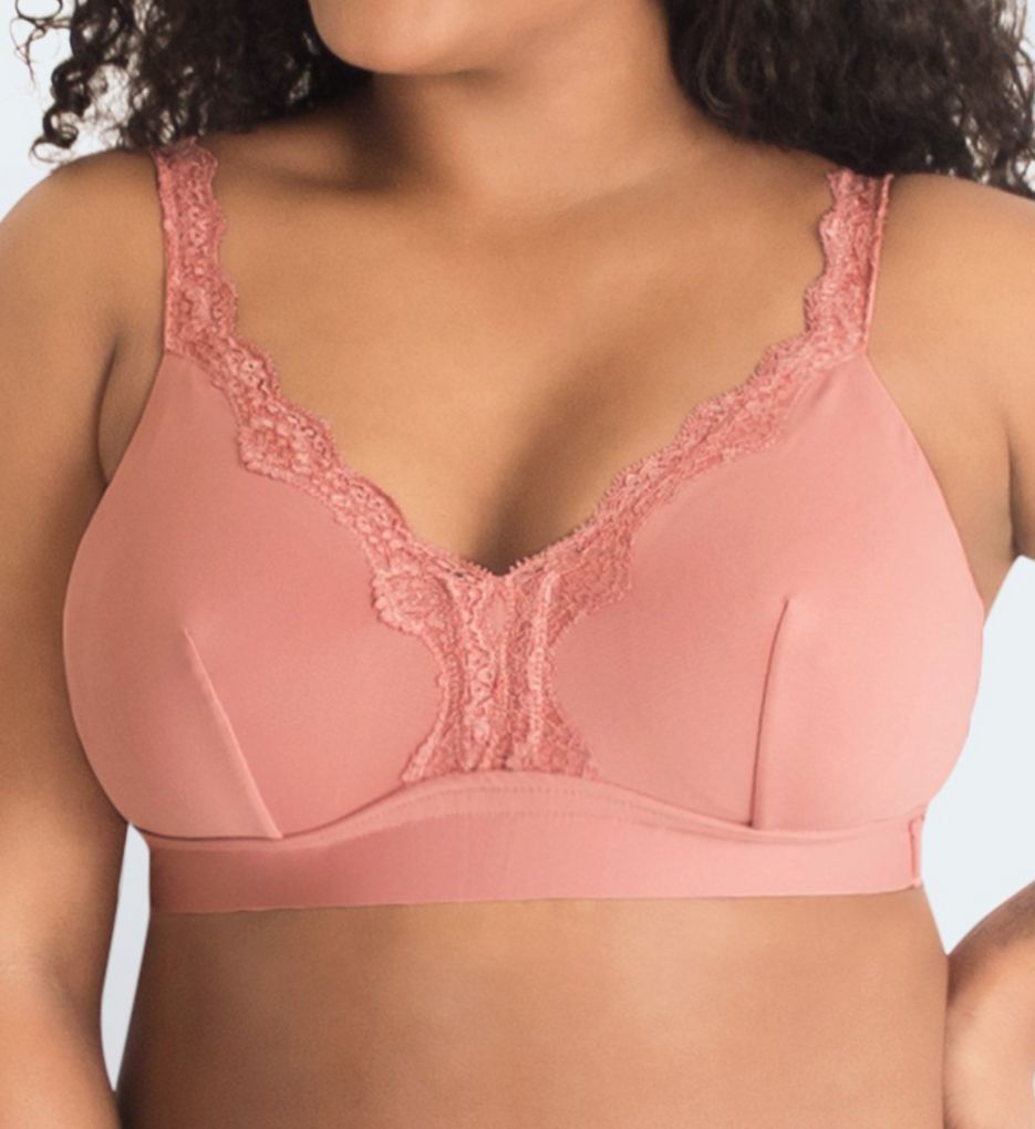 Leading Lady (2226681) -- Leading Lady 5072 Wirefree Lace Trim Comfort Bralette (Whiskey Rose 50B/C/D)