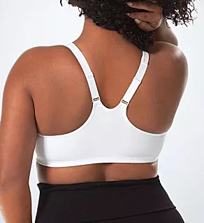 Brigitte Full Figure Front Close Racerback Bra White 44DD