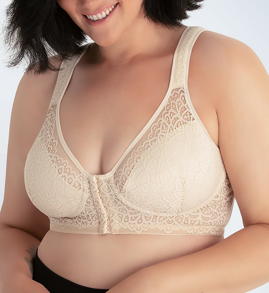 Leading Lady >> Leading Lady 5530 Nora Lace Front Close Posture Back Bra (Whisper Nude 50B)