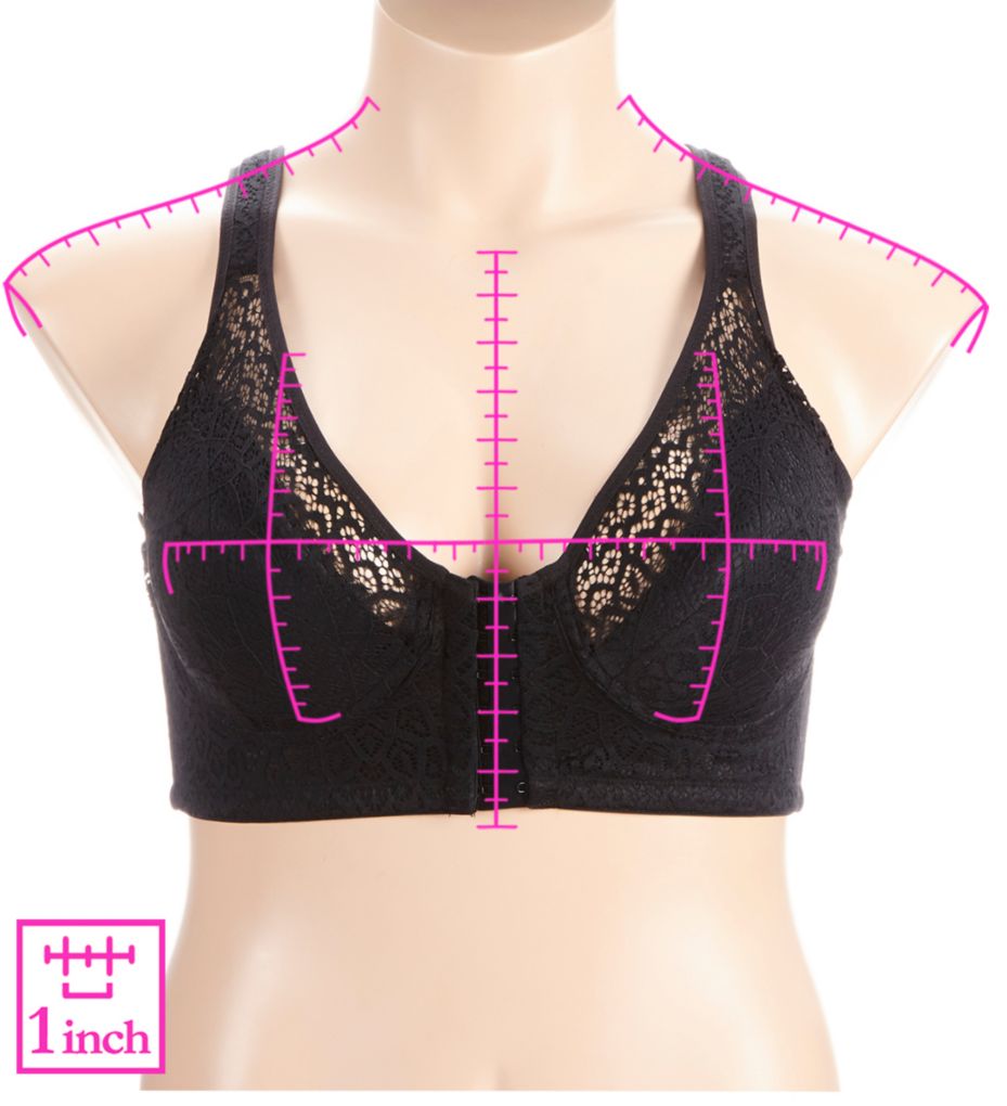 LEADING LADY The Lora Front Closure Support Bra. Lace, Back Smoothing Support  Bras for Women. Wireless, Plus Size, Black, 48B : : Clothing,  Shoes & Accessories