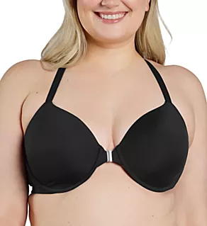 Brigitte Front Close Racerback T-Shirt Bra Black 40A