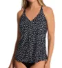 Leilani Hamptons Dot Racer Back Plunge Tankini Swim Top J720363