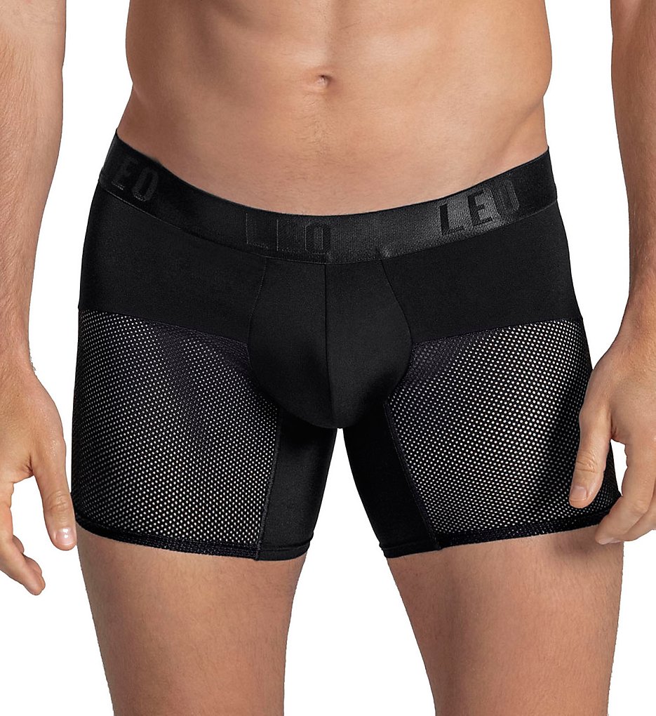 Leo 033272N High Performance Advanced Mesh Long Boxer Briefs (Black)