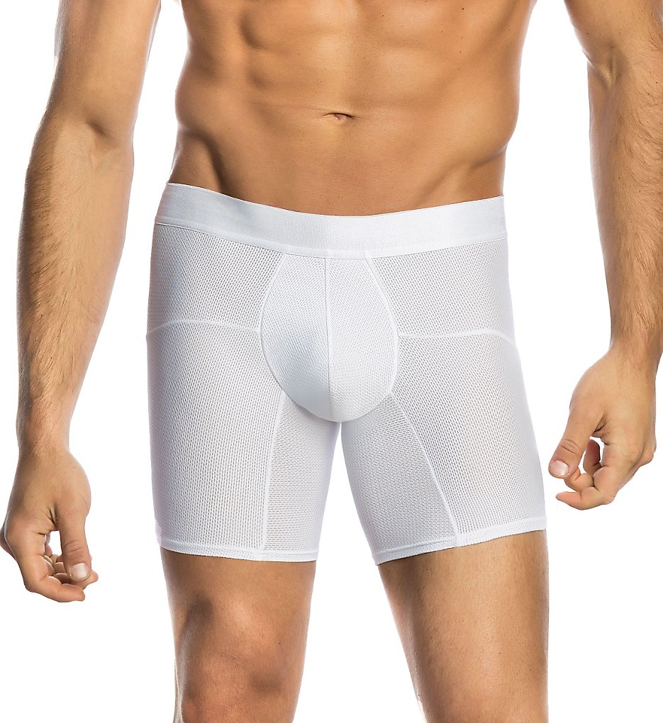 Leo 033300 Superior Fit Microfiber Mesh Long Boxer Briefs (White)