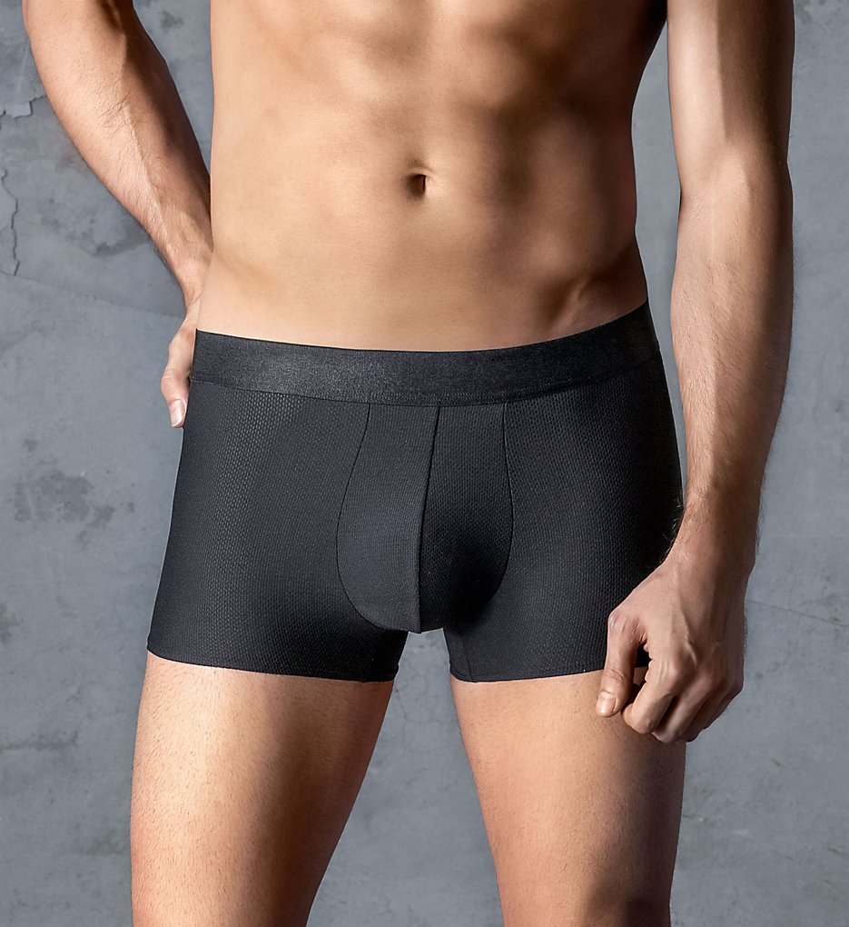 Leo 033301 Superior Fit Microfiber Mesh Boxer Briefs (Black)