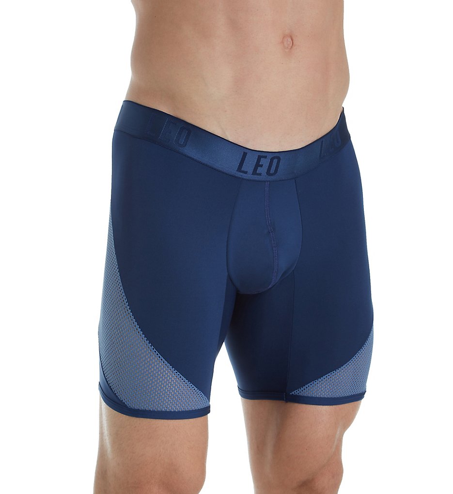 Leo 033307 Cool Mesh Sport Boxer Briefs With Custom Fit Pouch (Dark Blue)