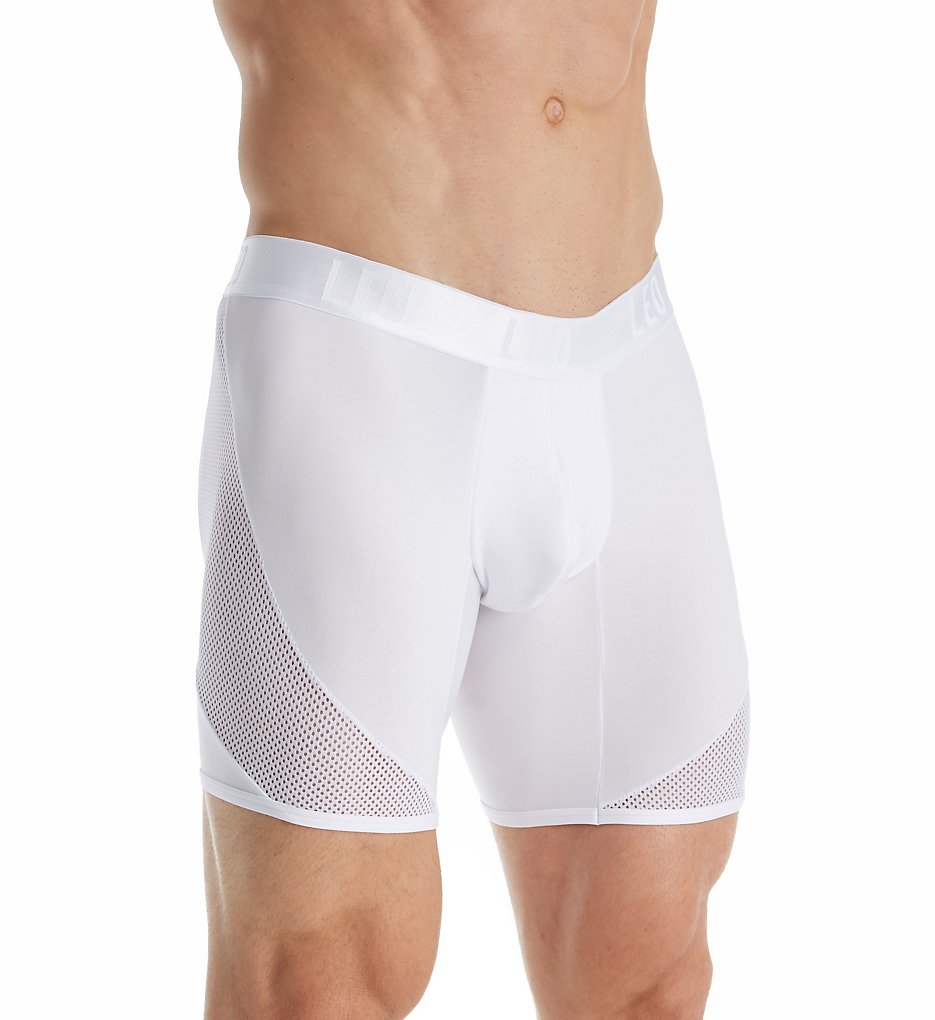 Leo 033307 Cool Mesh Sport Boxer Briefs With Custom Fit Pouch (White)