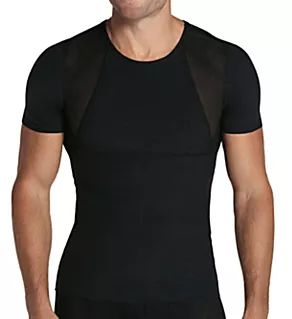 Firm Compression Cotton Shirt w/ Mesh Cutouts Black XL