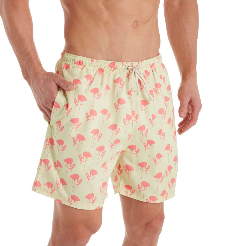 Flamingo Print Swim Trunk With Mesh Liner