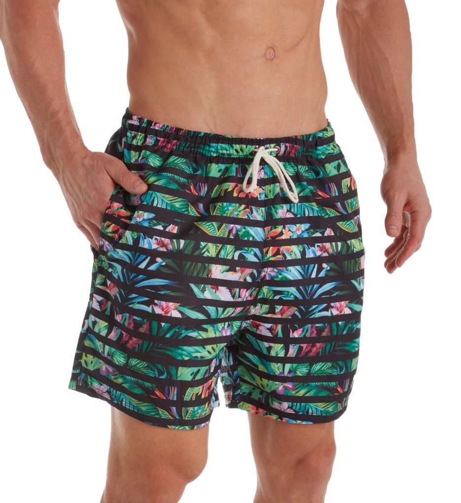 Leo Tropical Print Swim Trunk With Mesh Liner 505016 - Leo Swimwear