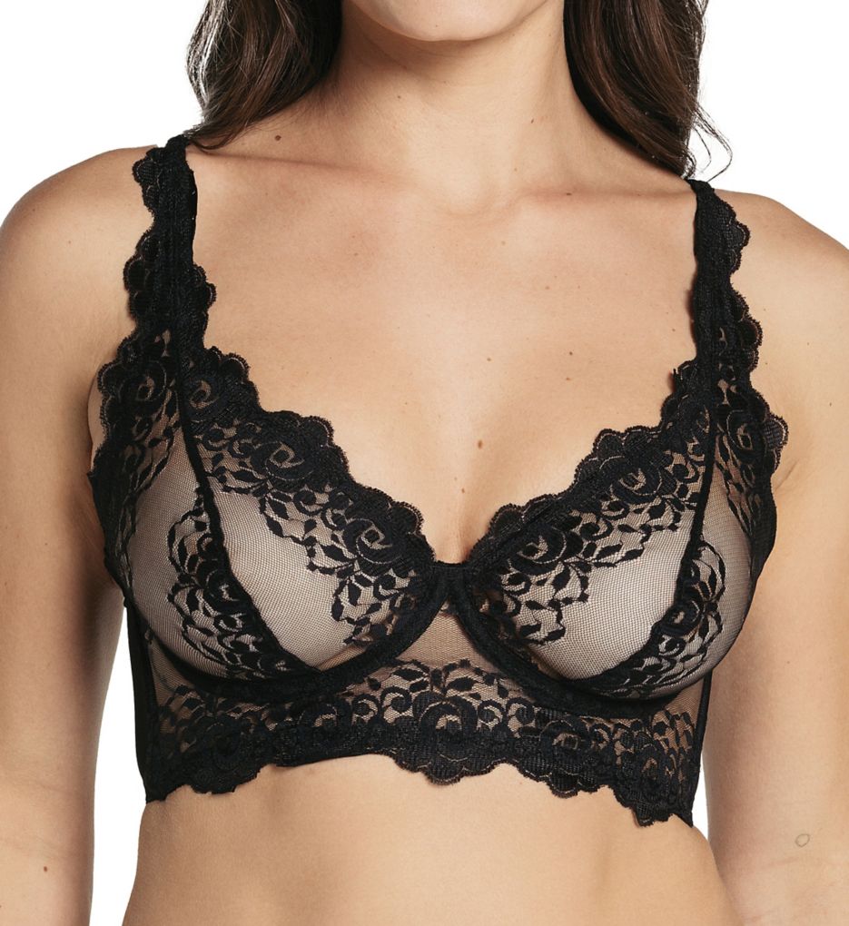 Express Leonisa Milan Sheer Lace Underwire Bustier Bralette Black